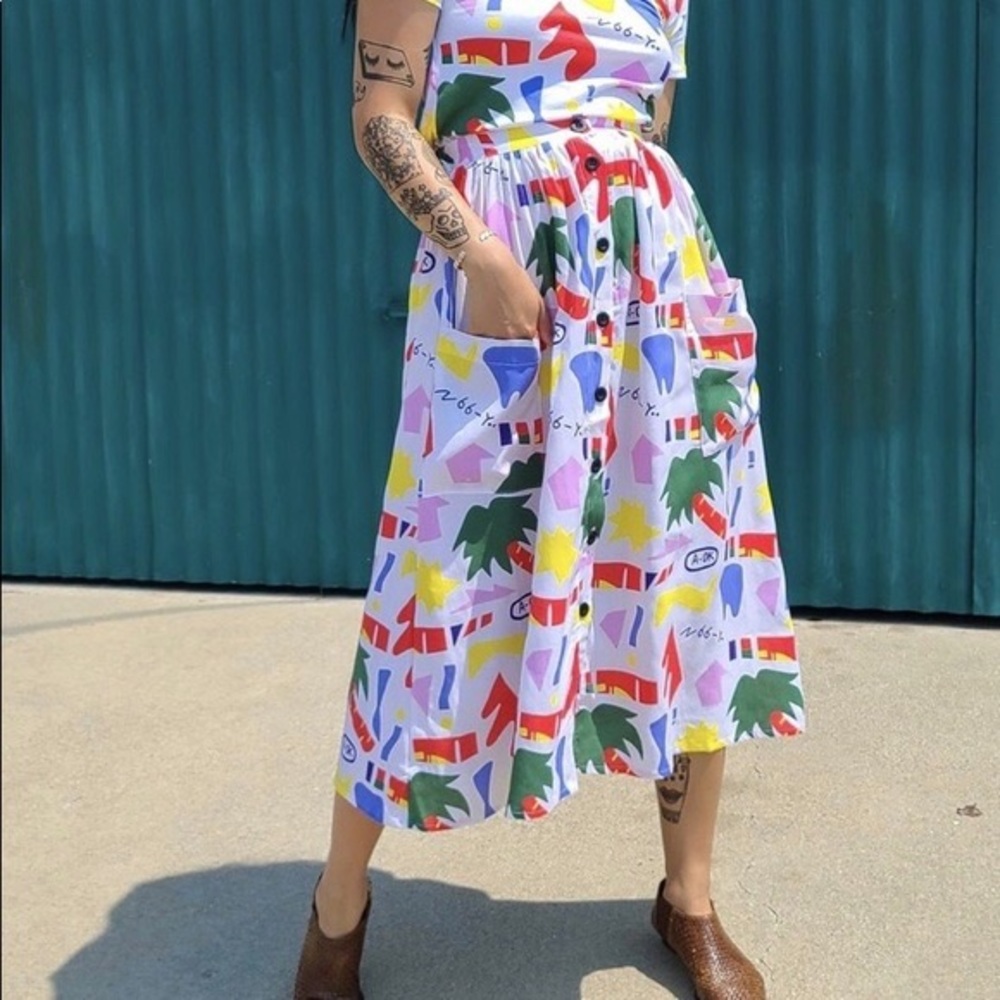 Nooworks Colorful Abstract Print Skirt